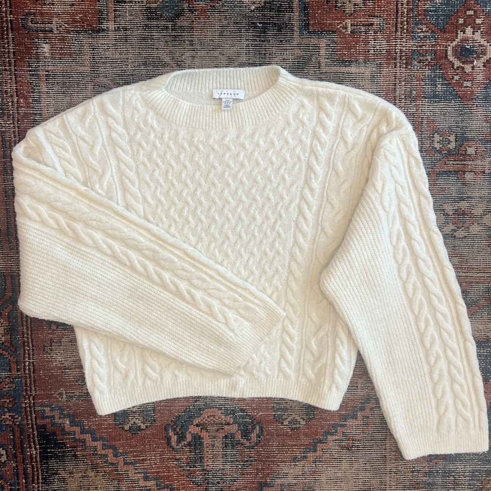 Topshop Cable Knit Cream Sweater Medium